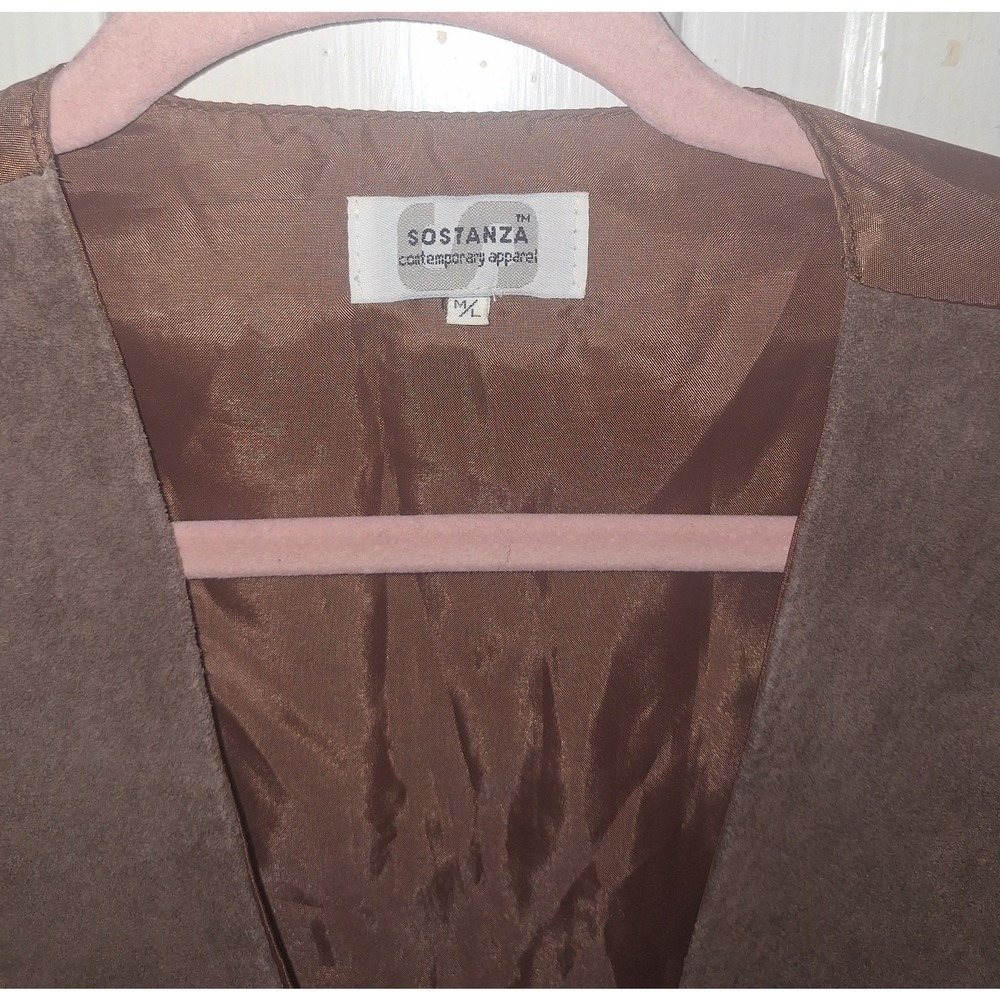 Sostanza Vintage Brown Genuine Suede Leather Vest Western‎ Boho Coachella M/L - Picture 5 of 7